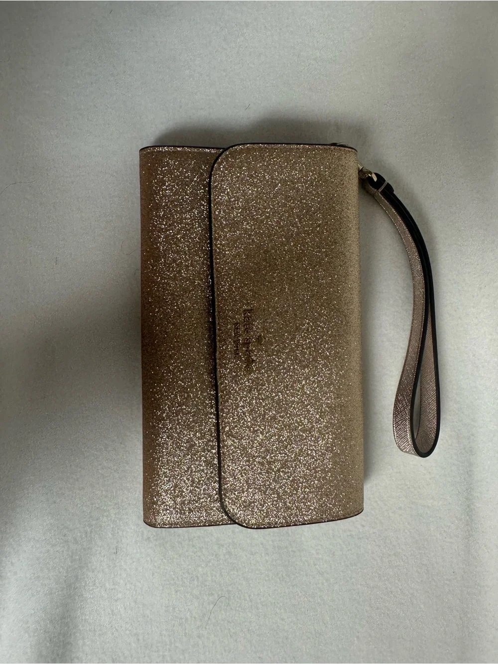 kate spade Glitter Wristlet Clutch in Rose Gold